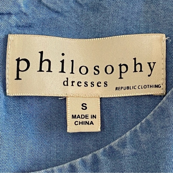 PHILOSOPHY / Chambray Sleeveless Ruffle Dress Size S - Picture 3 of 9